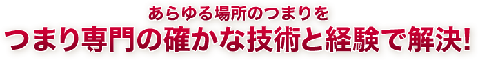 あらゆる場所のつまりをつまり専門の確かな技術と経験で解決!